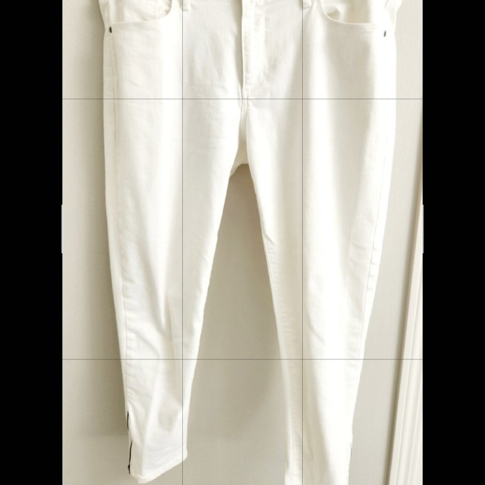 Banana Republic White Denim Jeans Size 31 (12) Skinny Leg Ankle Length Zipper